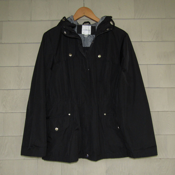 croft & barrow Jackets & Blazers - Hooded Black Anorak Coat Rain Jacket All Weather